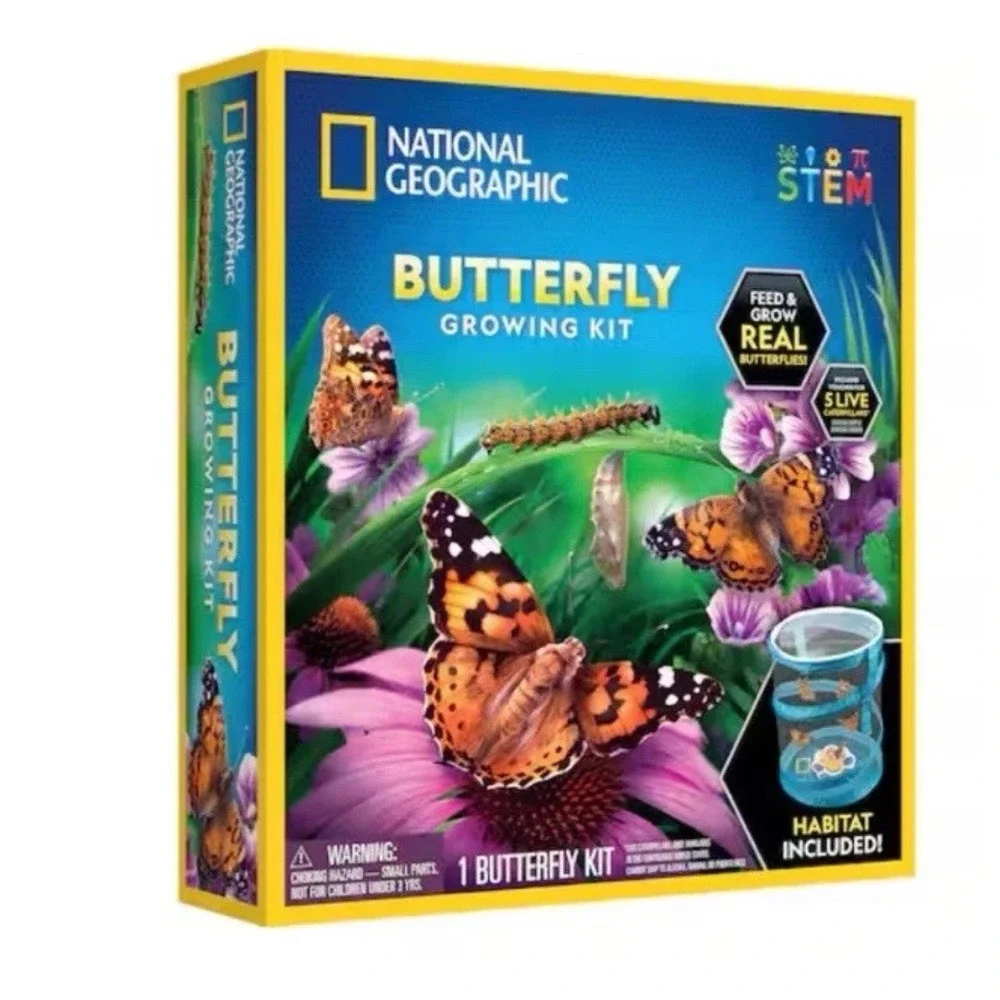 🦋NATIONAL GEOGRAPHIC Butterfly Growing Kit - Habitat Kit with Voucher STEM NEW!
